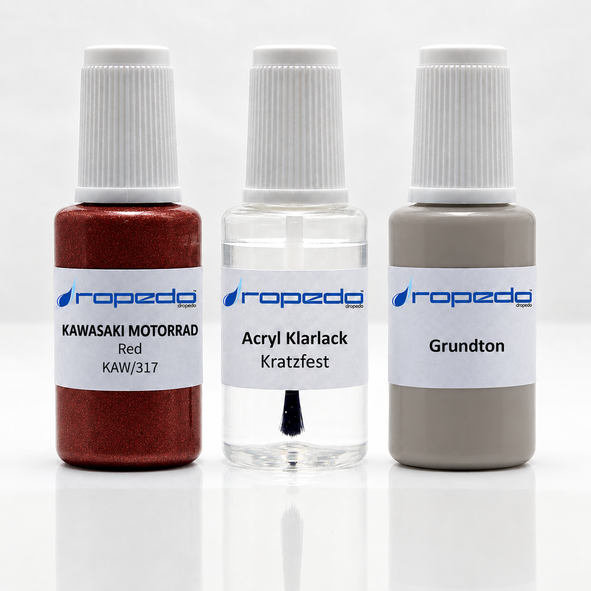 Kawasaki Motorrad KAW/317 Red Lackstift-Set mit Grundton: Basislack, Klarlack und Grundton je 20 ml