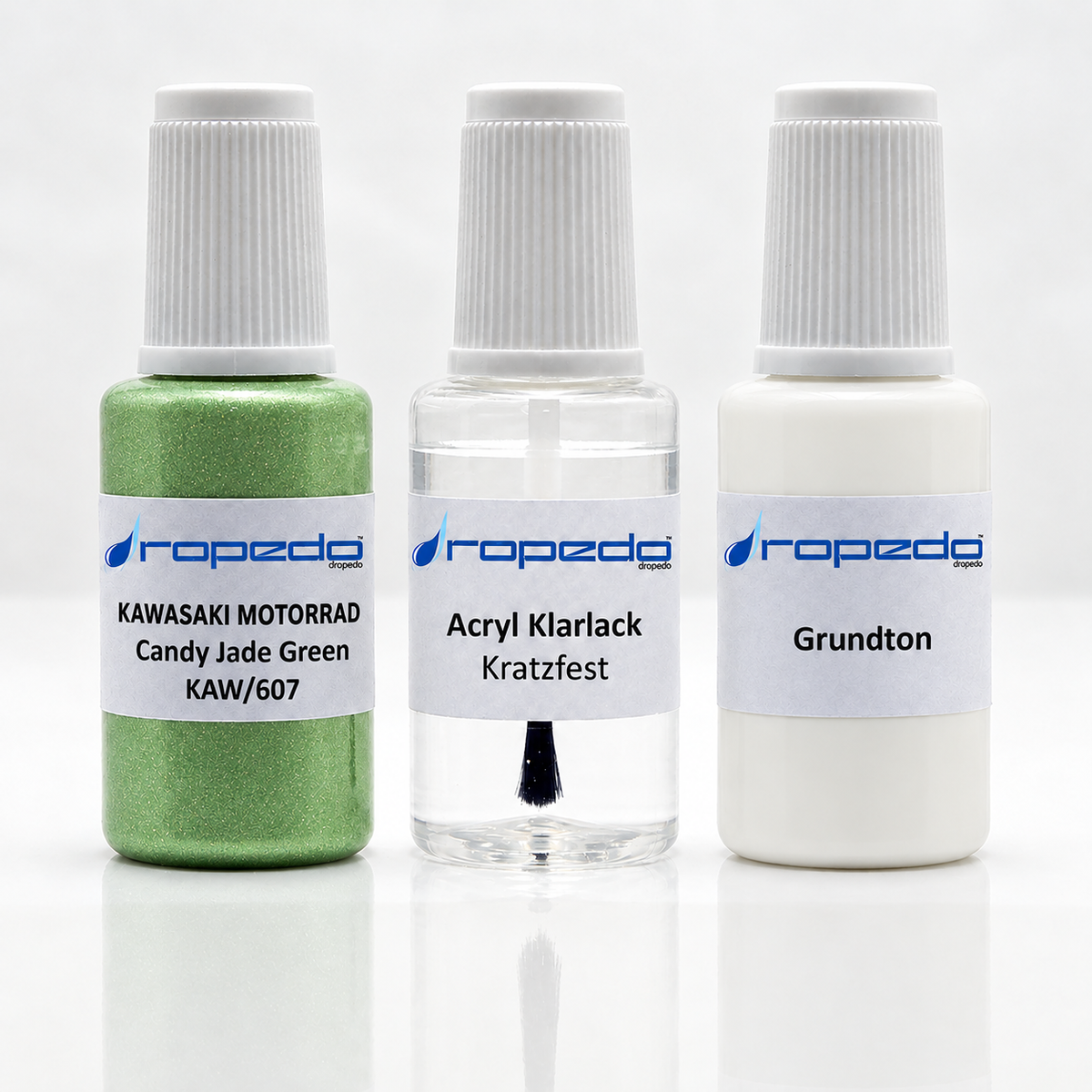 Kawasaki Motorrad KAW/607 Candy Jade Green Lackstift-Set mit Grundton: Basislack, Klarlack und Grundton je 20 ml