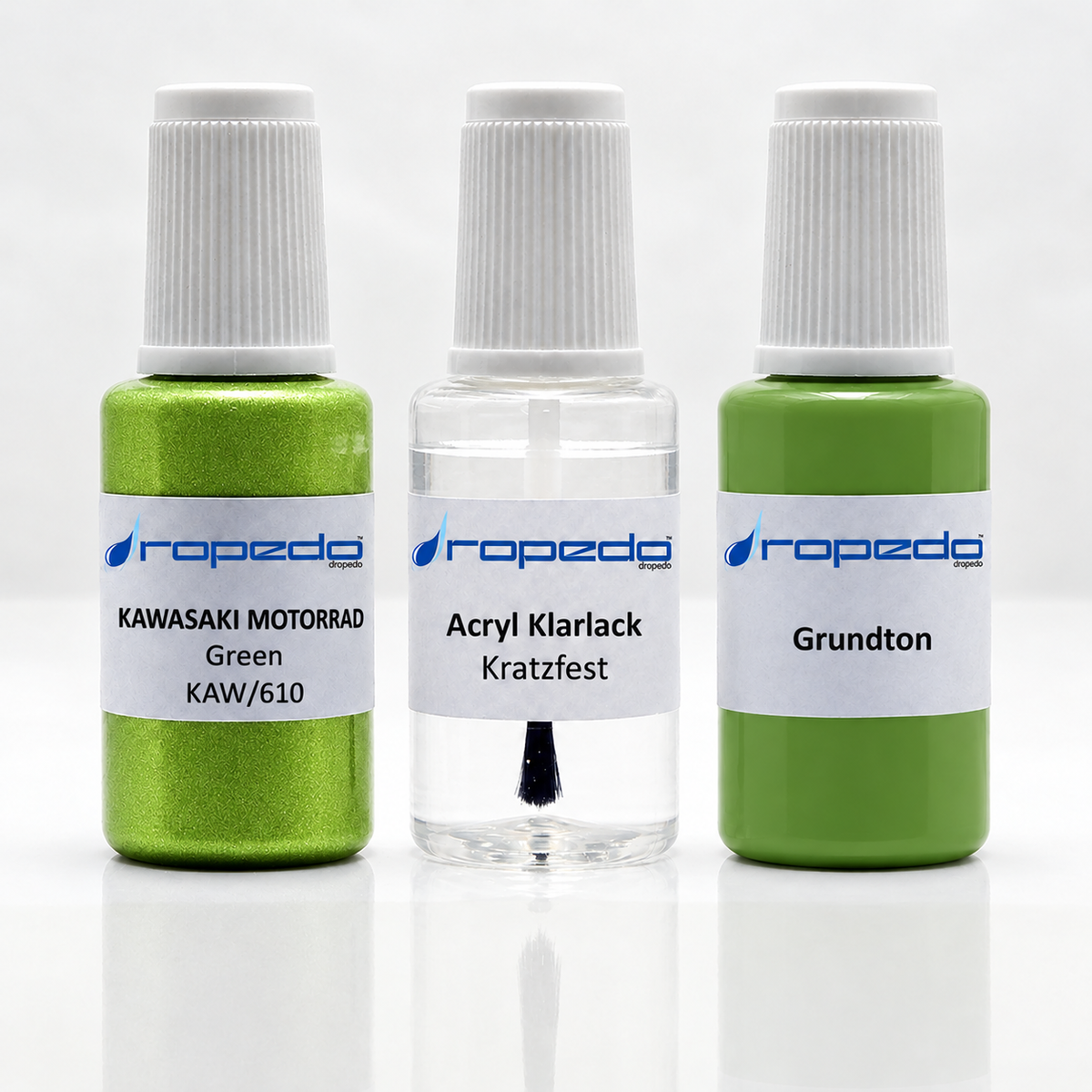 Kawasaki Motorrad KAW/610 Green Lackstift-Set mit Grundton: Basislack, Klarlack und Grundton je 20 ml