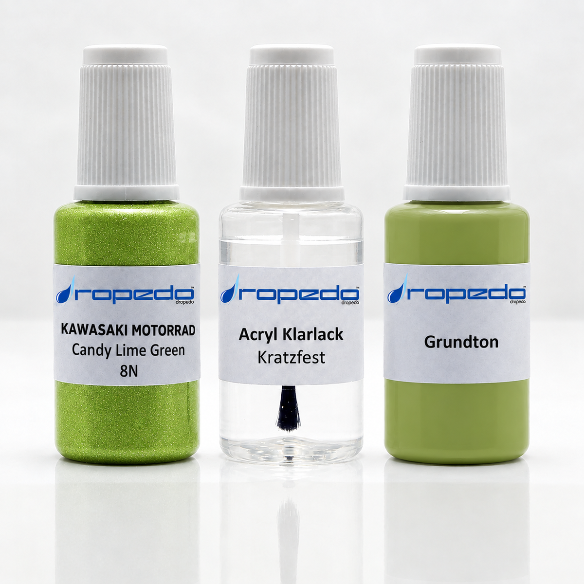 Kawasaki Motorrad 8N Candy Lime Green Lackstift-Set mit Grundton: Basislack, Klarlack und Grundton je 20 ml