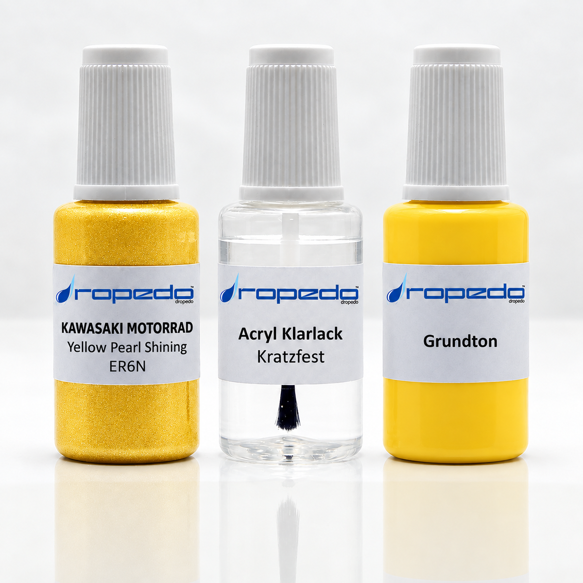 Kawasaki Motorrad ER6N Yellow Pearl Shining Lackstift-Set mit Grundton: Basislack, Klarlack und Grundton je 20 ml