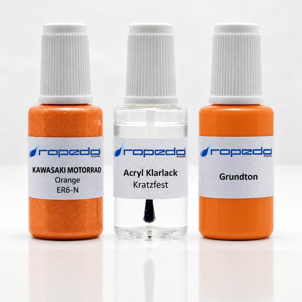 Kawasaki Motorrad ER6-N Orange Lackstift-Set mit Grundton: Basislack, Klarlack und Grundton je 20 ml