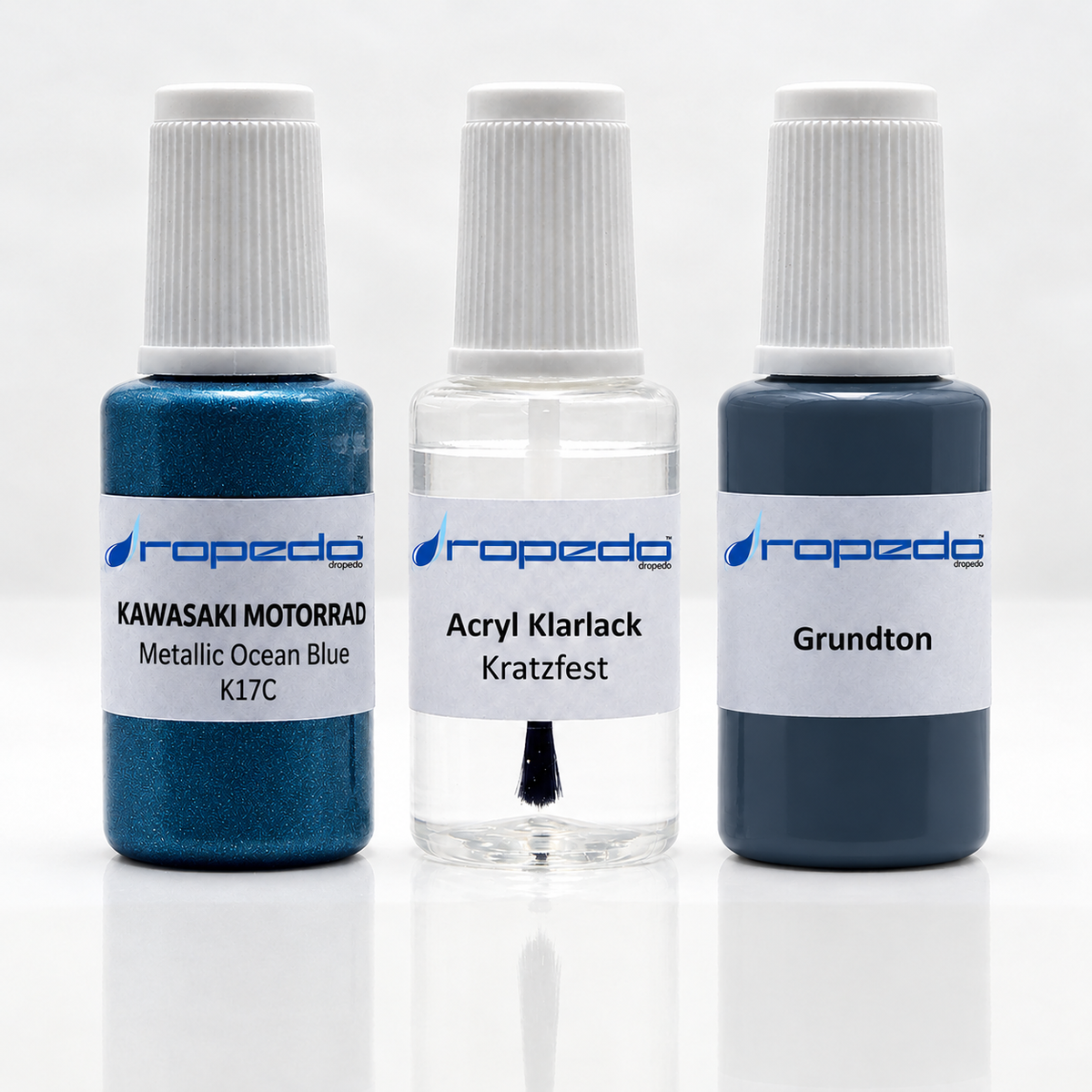 Kawasaki Motorrad K17C Metallic Ocean Blue Lackstift-Set mit Grundton: Basislack, Klarlack und Grundton je 20 ml