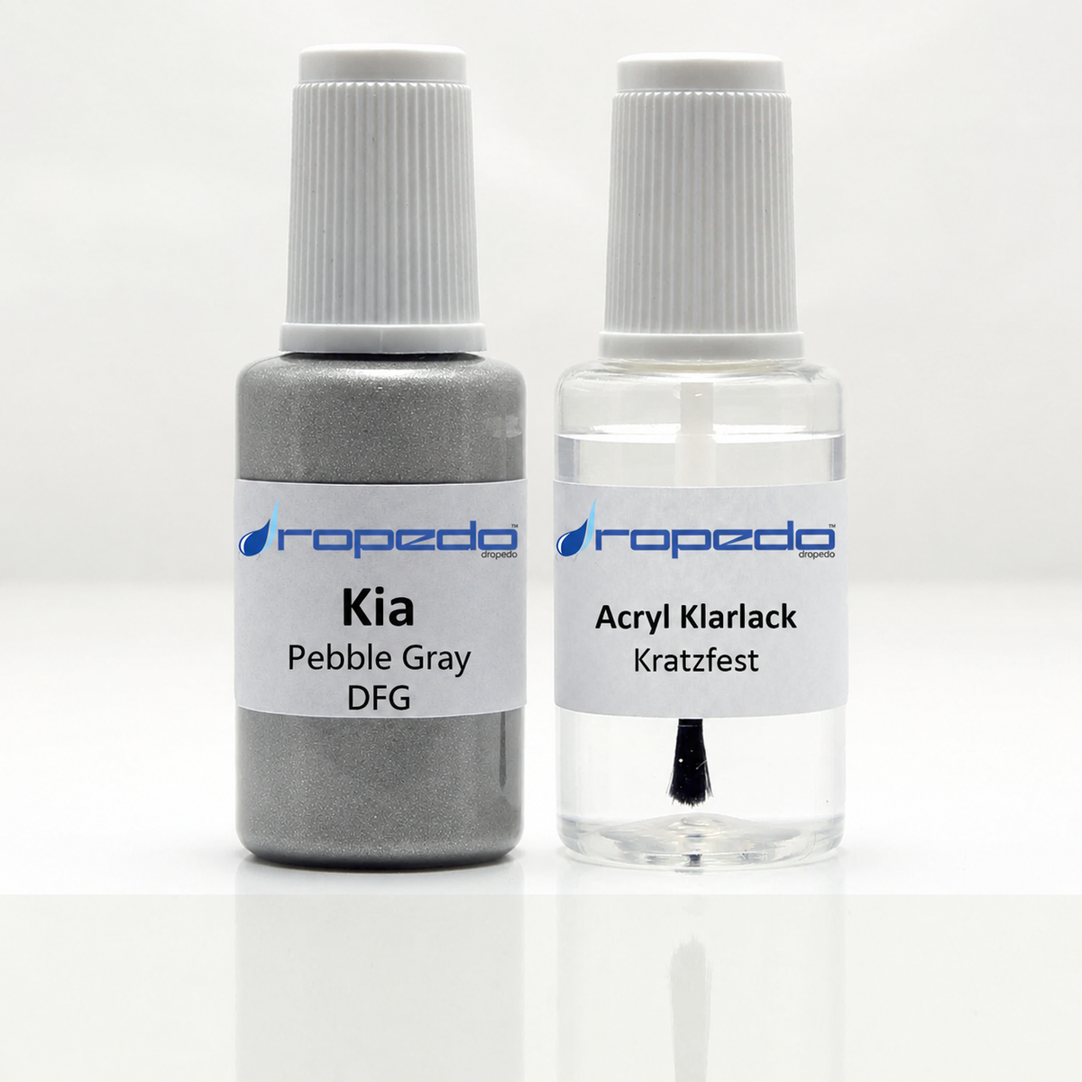 Kia DFG Pebble Gray Lackstift, 20 ml Basislack und 20 ml Klarlack
