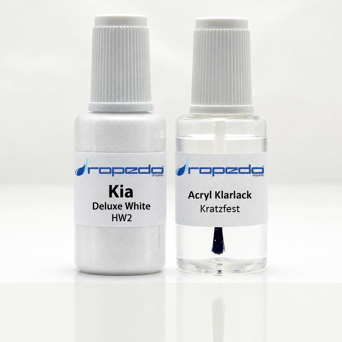Kia HW2 Deluxe White Lackstift, 20 ml Basislack und 20 ml Klarlack