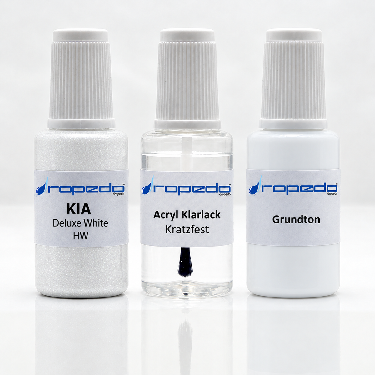 Kia HW Deluxe White Lackstift-Set mit Grundton: Basislack, Klarlack und Grundton je 20 ml