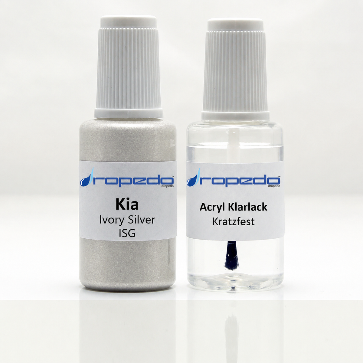 Kia ISG Ivory Silver Lackstift, 20 ml Basislack und 20 ml Klarlack