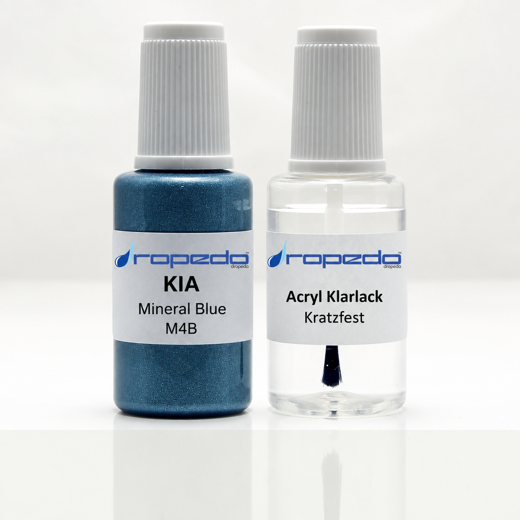 Lackstift-Set mit Klarlack für Kia M4B Mineral Blue Metallic