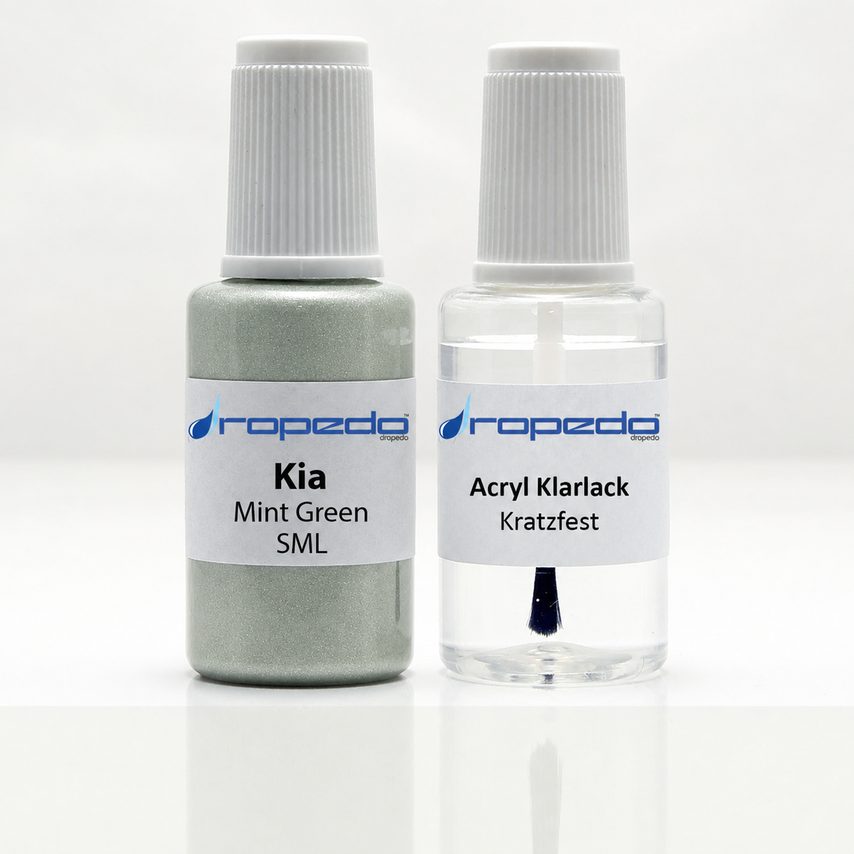 Kia SML Mint Green Lackstift, 20 ml Basislack und 20 ml Klarlack