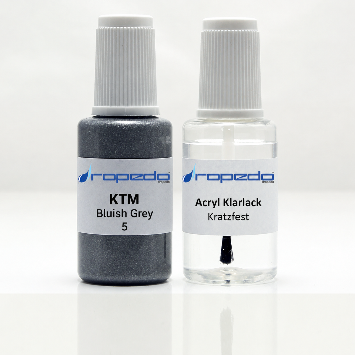 KTM Motorrad 5 Bluish Grey Lackstift, 20 ml Basislack und 20 ml Klarlack