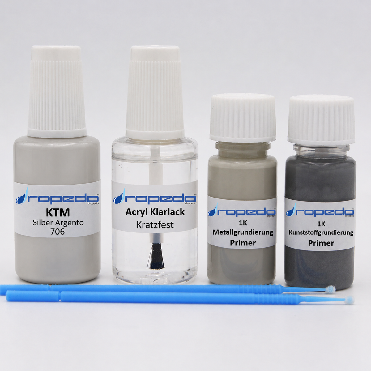 KTM 706 Silber Argento Lackstift, 20 ml Basislack und 20 ml Klarlack