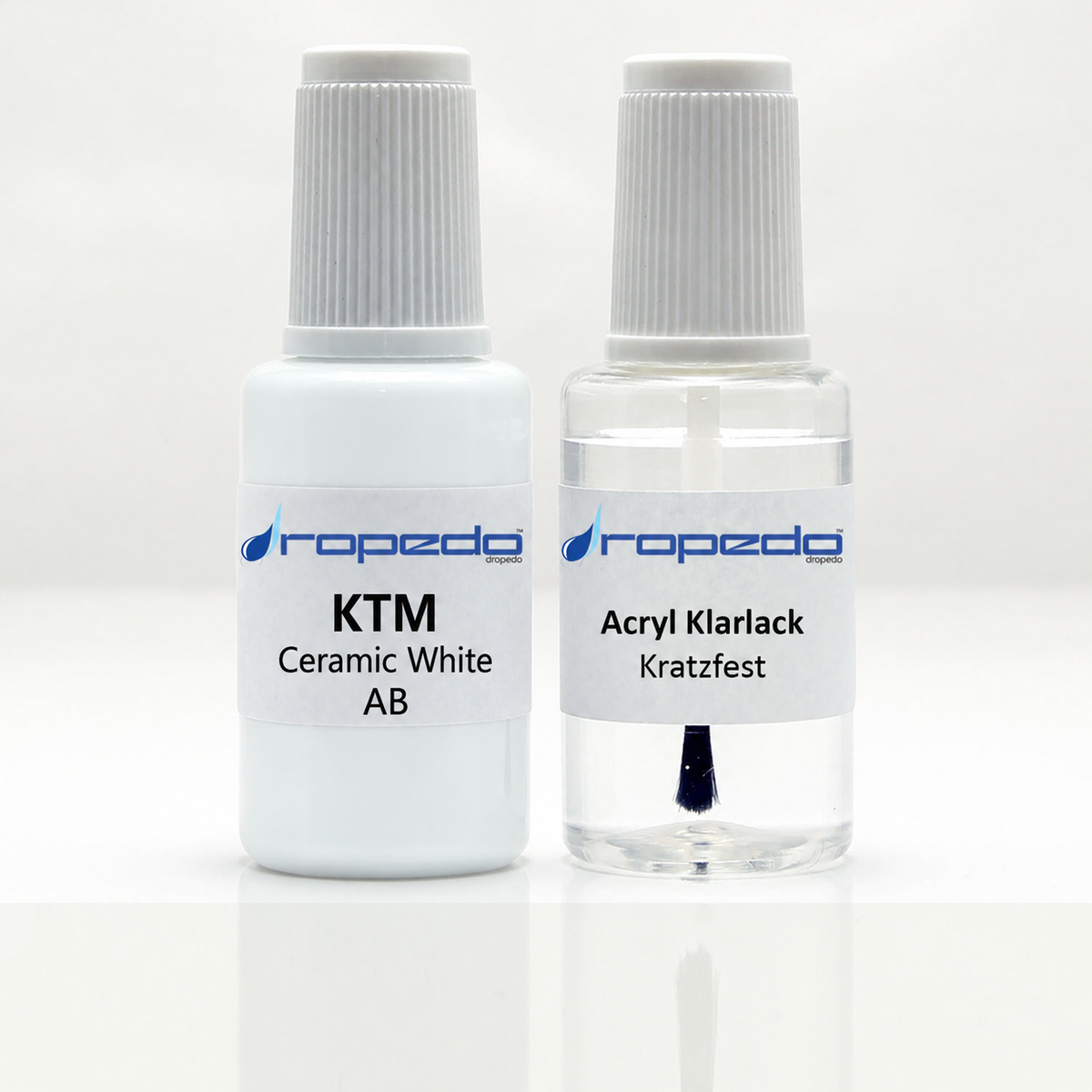 KTM Motorrad AB Ceramic White Lackstift, 20 ml Basislack und 20 ml Klarlack