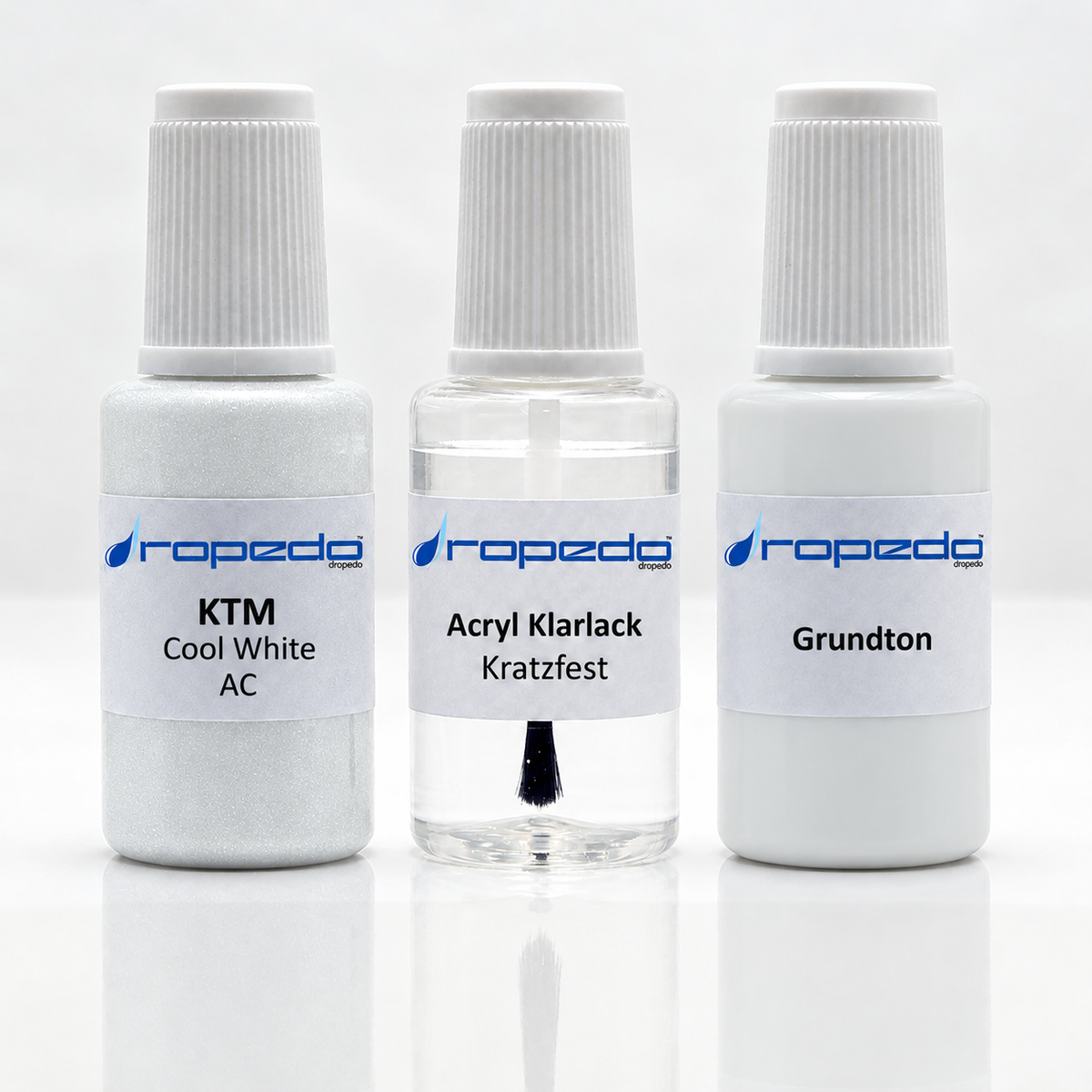 KTM Motorrad AC Cool White Lackstift-Set mit Grundton: Basislack, Klarlack und Grundton je 20 ml