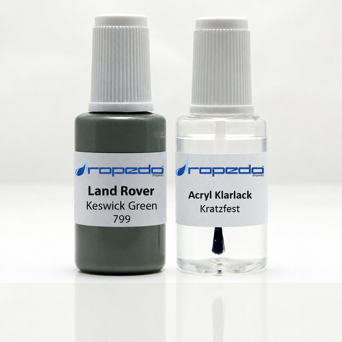 Lackstift-Set für Land Rover 799 Keswick Green: 20 ml Basislack und 20 ml Klarlack