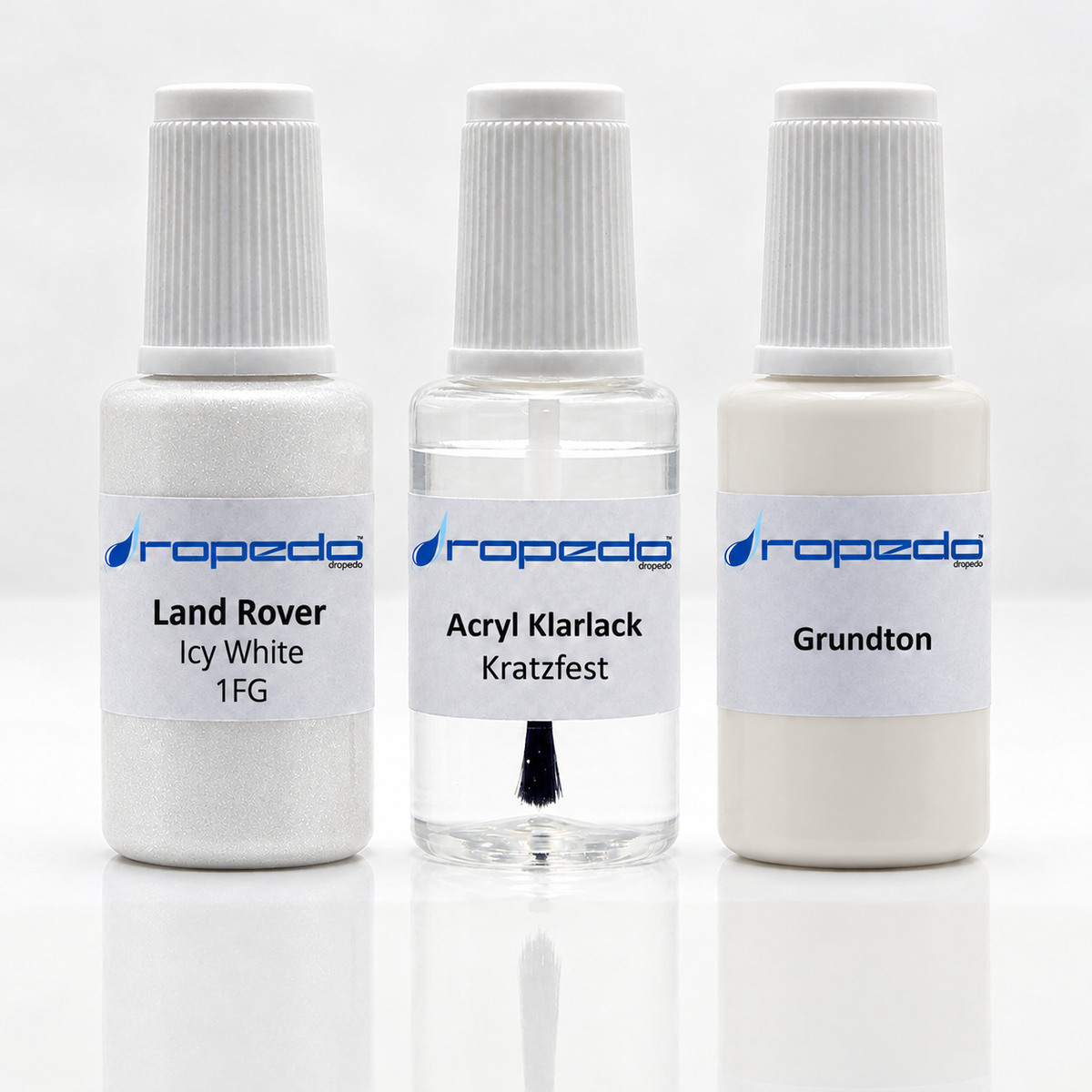 Land Rover 1FG Icy White Lackstift-Set mit Grundton: Basislack, Klarlack und Grundton je 20 ml
