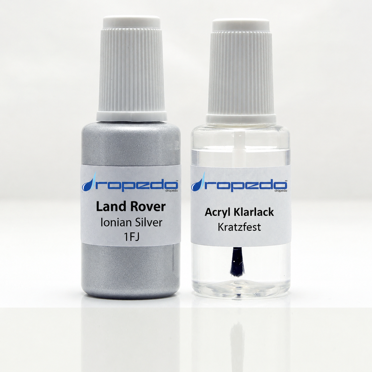 Land Rover 1FJ Ionian Silver Lackstift, 20 ml Basislack und 20 ml Klarlack