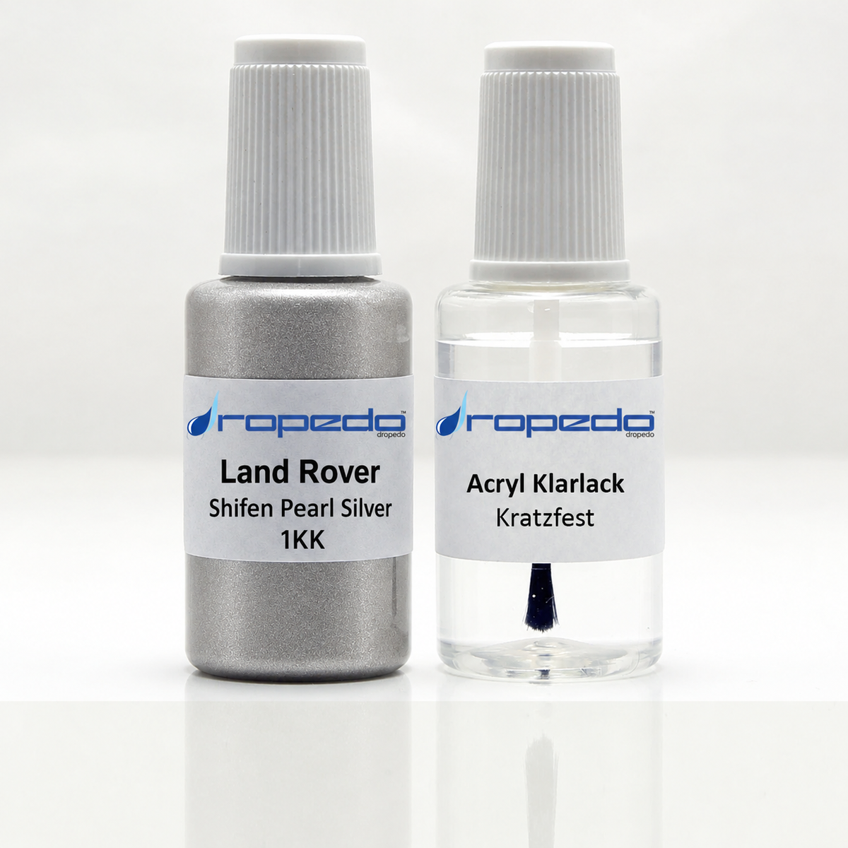 Land Rover 1KK Shifen Pearl Silver Lackstift, 20 ml Basislack und 20 ml Klarlack