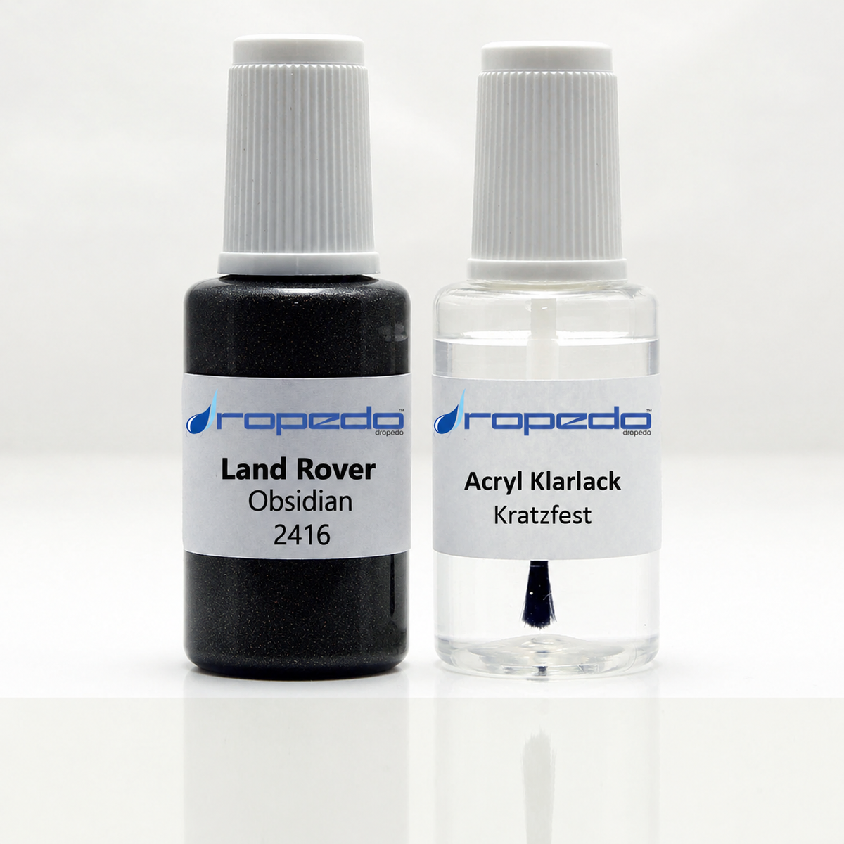 Land Rover 2416 Obsidian Lackstift, 20 ml Basislack und 20 ml Klarlack