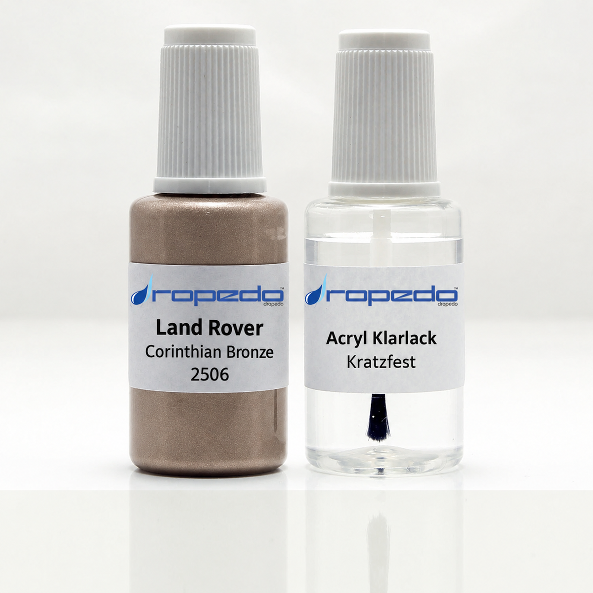 Land Rover 2506 Corinthian Bronze Lackstift, 20 ml Basislack und 20 ml Klarlack