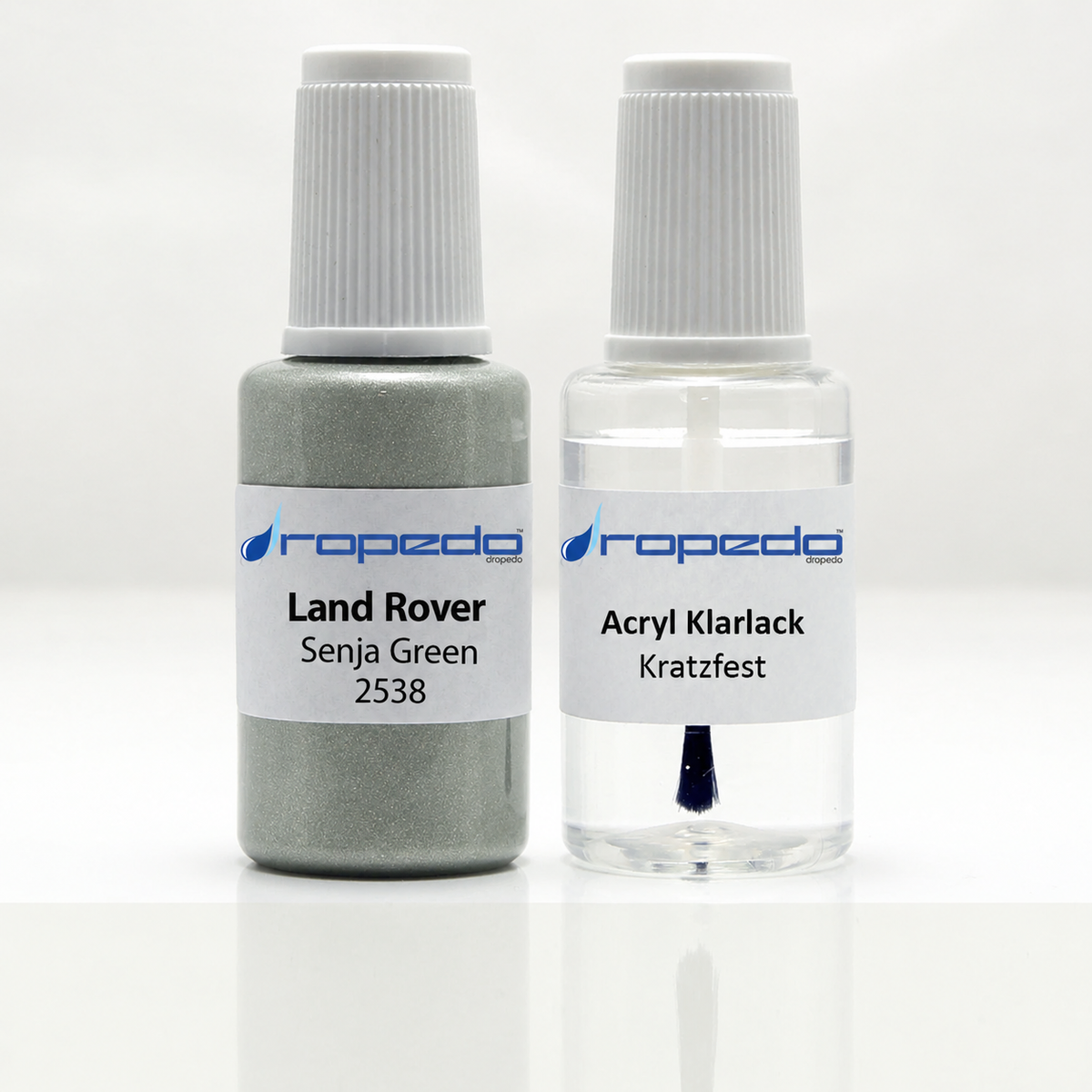 Land Rover 2538 Senja Green Lackstift, 20 ml Basislack und 20 ml Klarlack