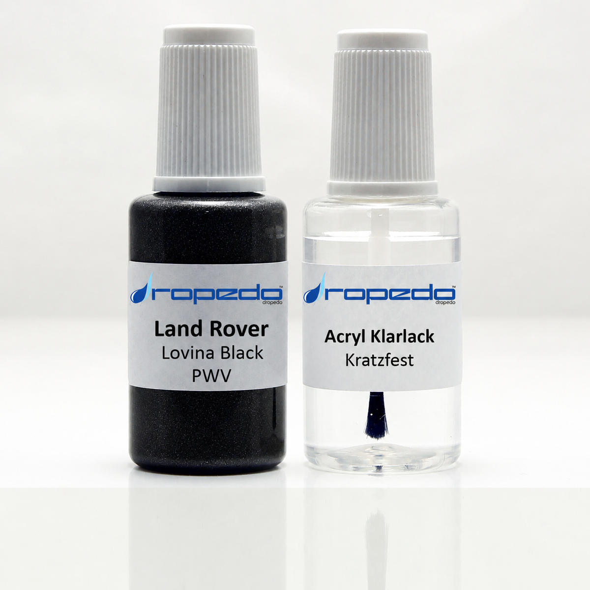 Land Rover PWV Lovina Black Lackstift, 20 ml Basislack und 20 ml Klarlack
