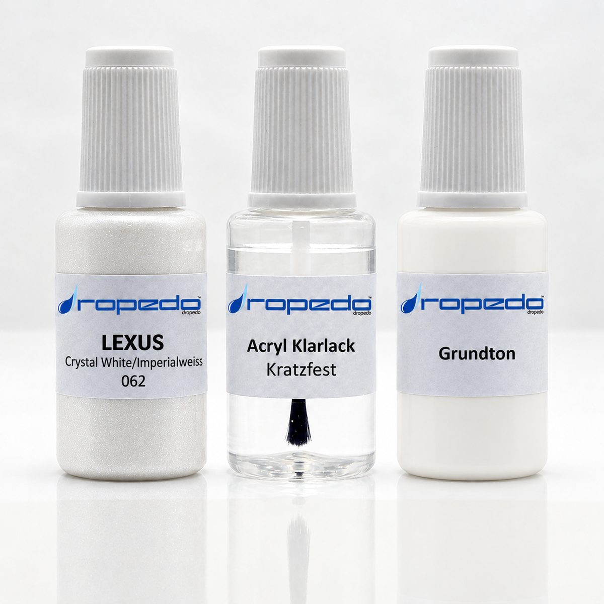 Lexus 062 Crystal White/Imperialweiss Lackstift-Set mit Grundton: Basislack, Klarlack und Grundton je 20 ml
