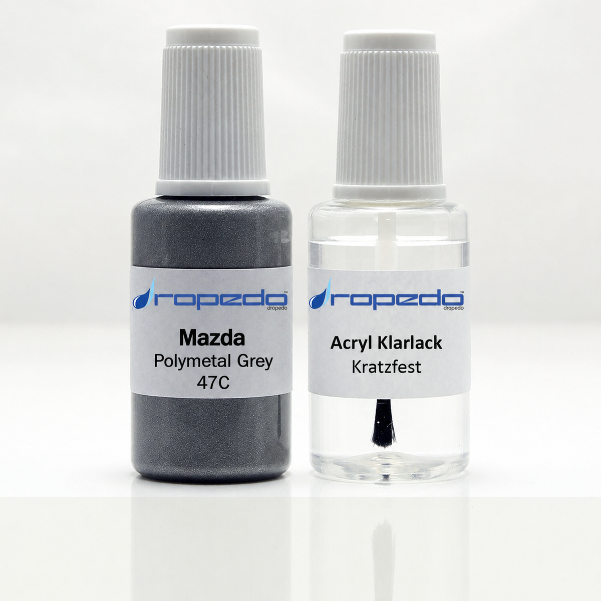 Mazda 47C Polymetal Grey Lackstift, 20 ml Basislack und 20 ml Klarlack