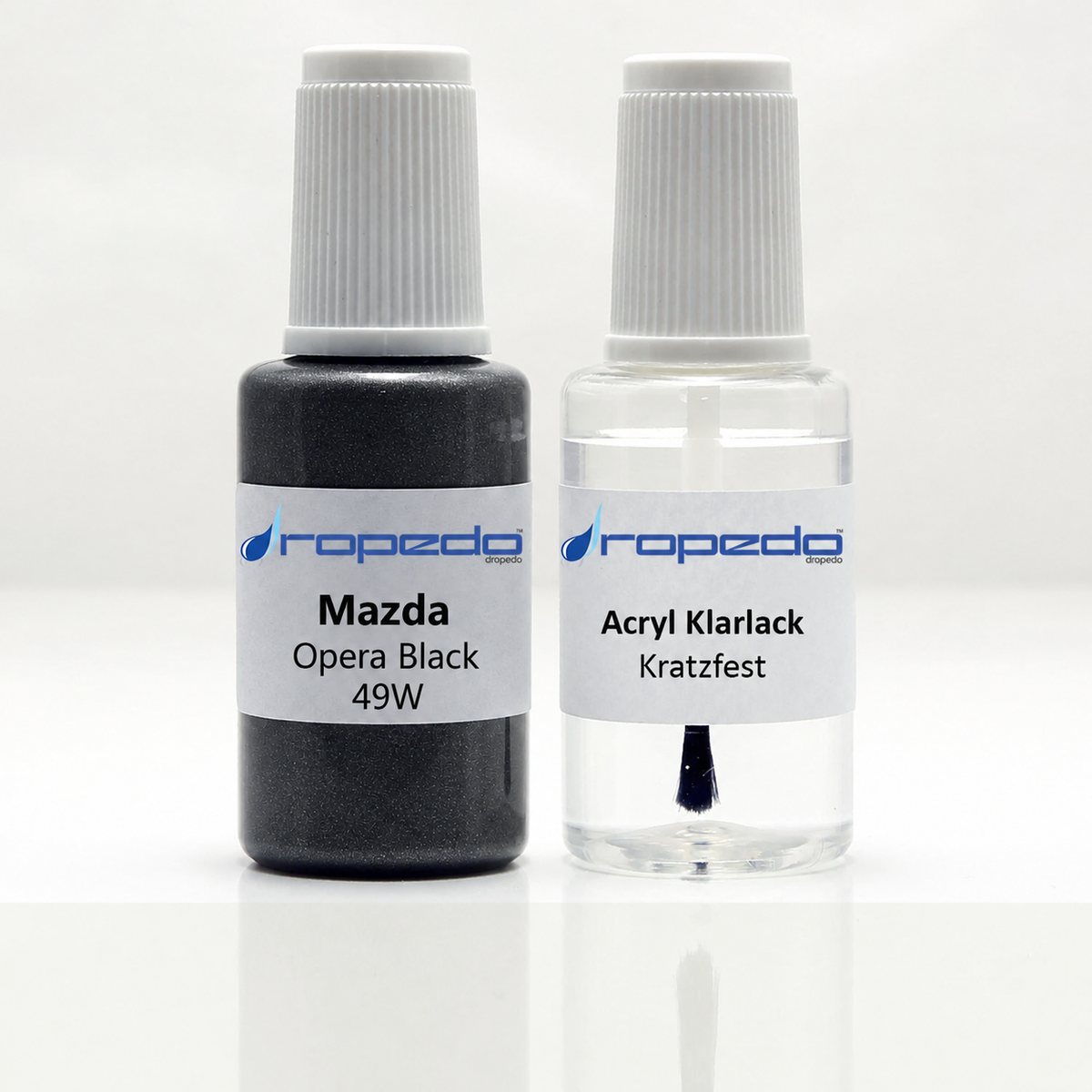 Mazda 49W Opera Black Lackstift, 20 ml Basislack und 20 ml Klarlack