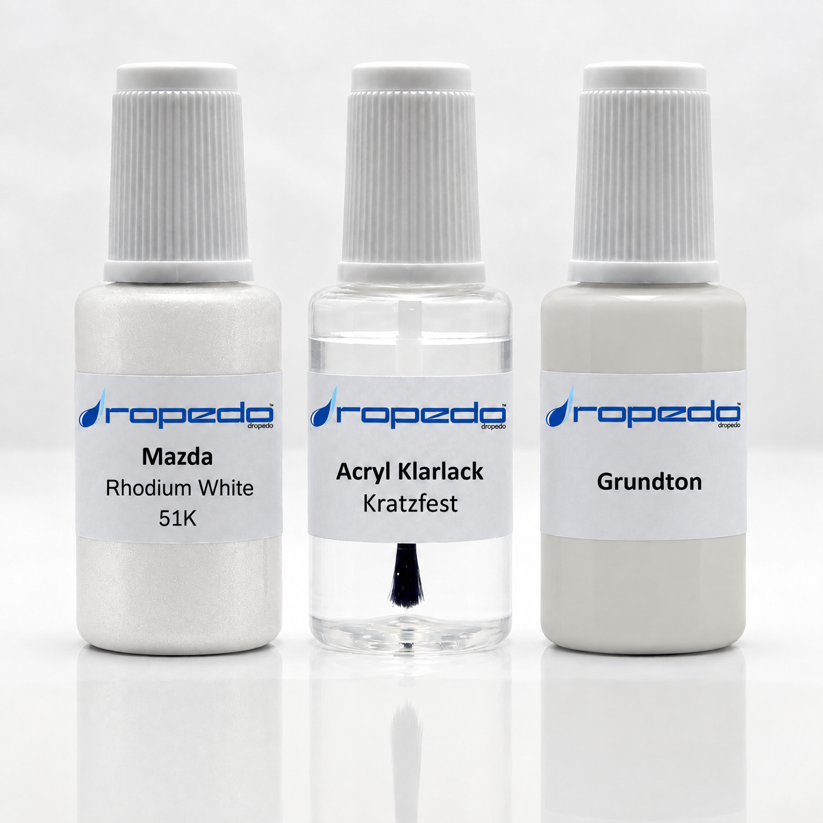 Mazda 51K Rhodium White Lackstift-Set mit Grundton: Basislack, Klarlack und Grundton je 20 ml
