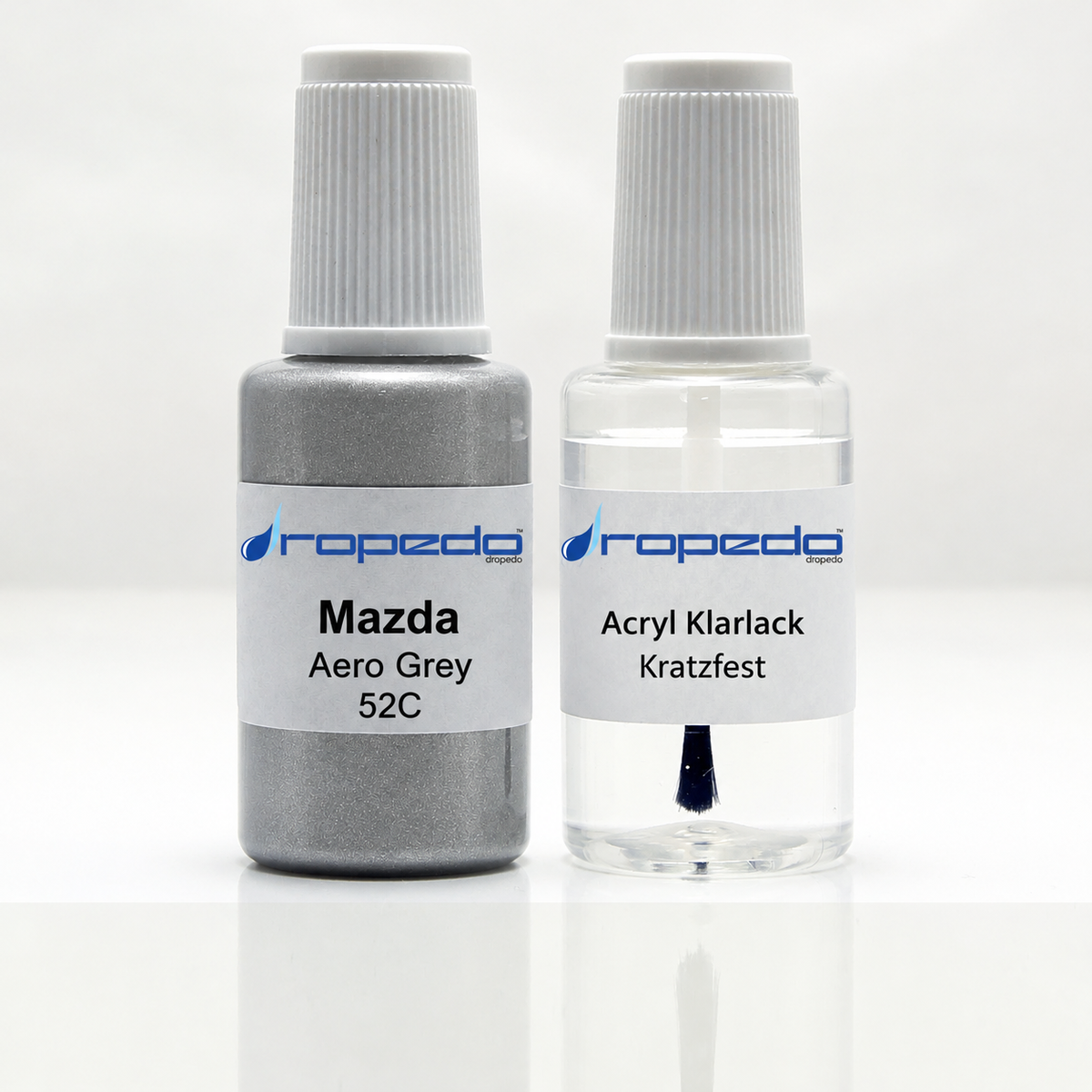 Mazda 52C Aero Grey Lackstift, 20 ml Basislack und 20 ml Klarlack