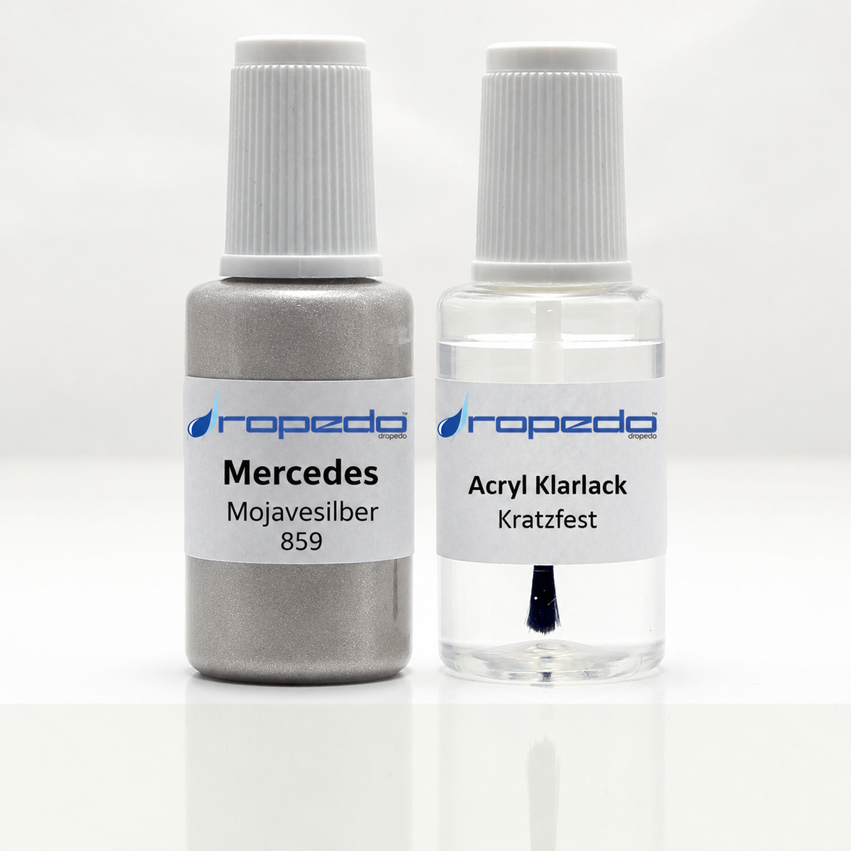 Lackstift-Set mit Klarlack für Mercedes 859 Mojavesilber Metallic