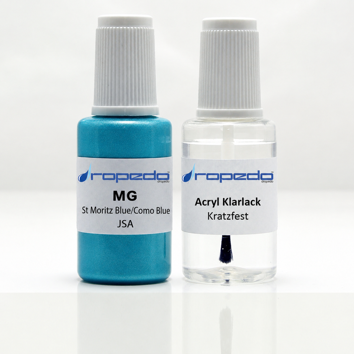 MG JSA St Moritz Blue/Como Blue Lackstift, 20 ml Basislack und 20 ml Klarlack
