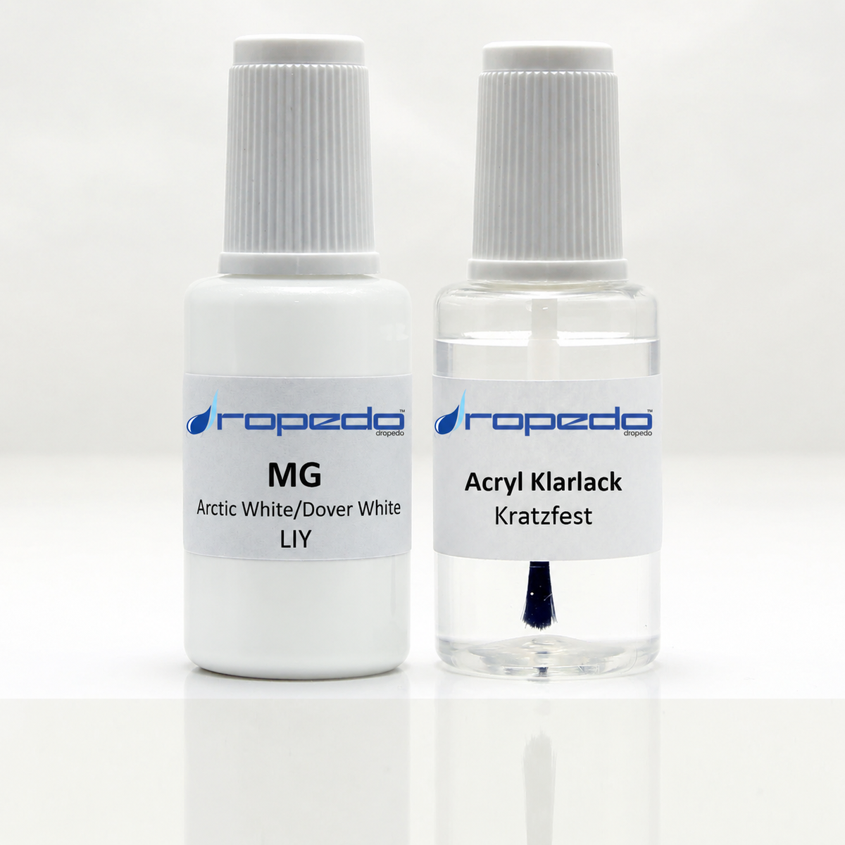 MG LIY Arctic White/Dover White Lackstift, 20 ml Basislack und 20 ml Klarlack