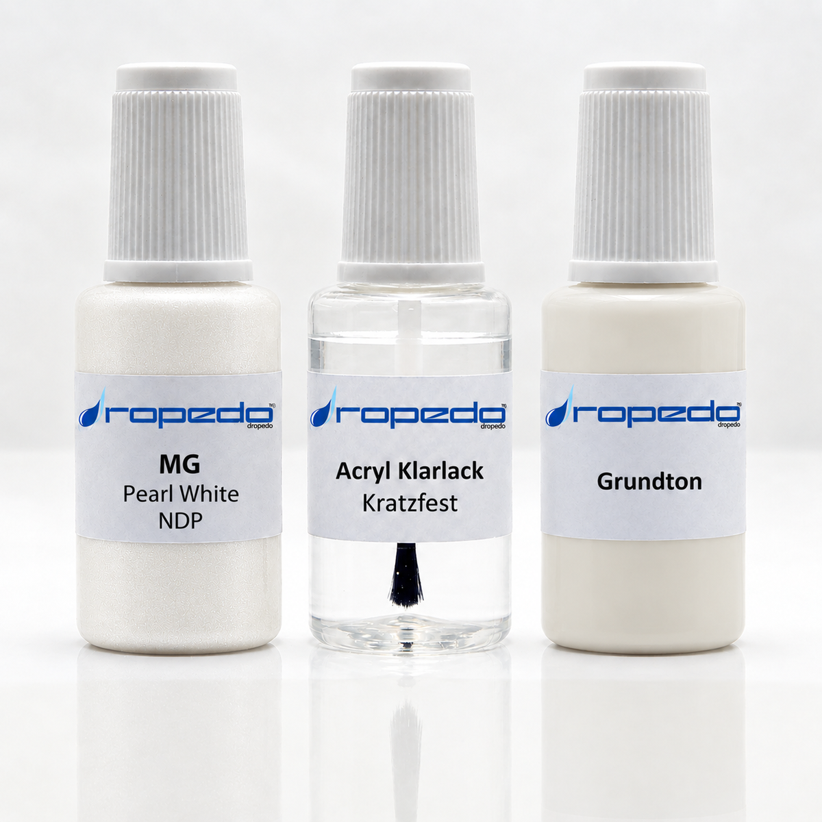 MG NDP Pearl White Lackstift-Set mit Grundton: Basislack, Klarlack und Grundton je 20 ml