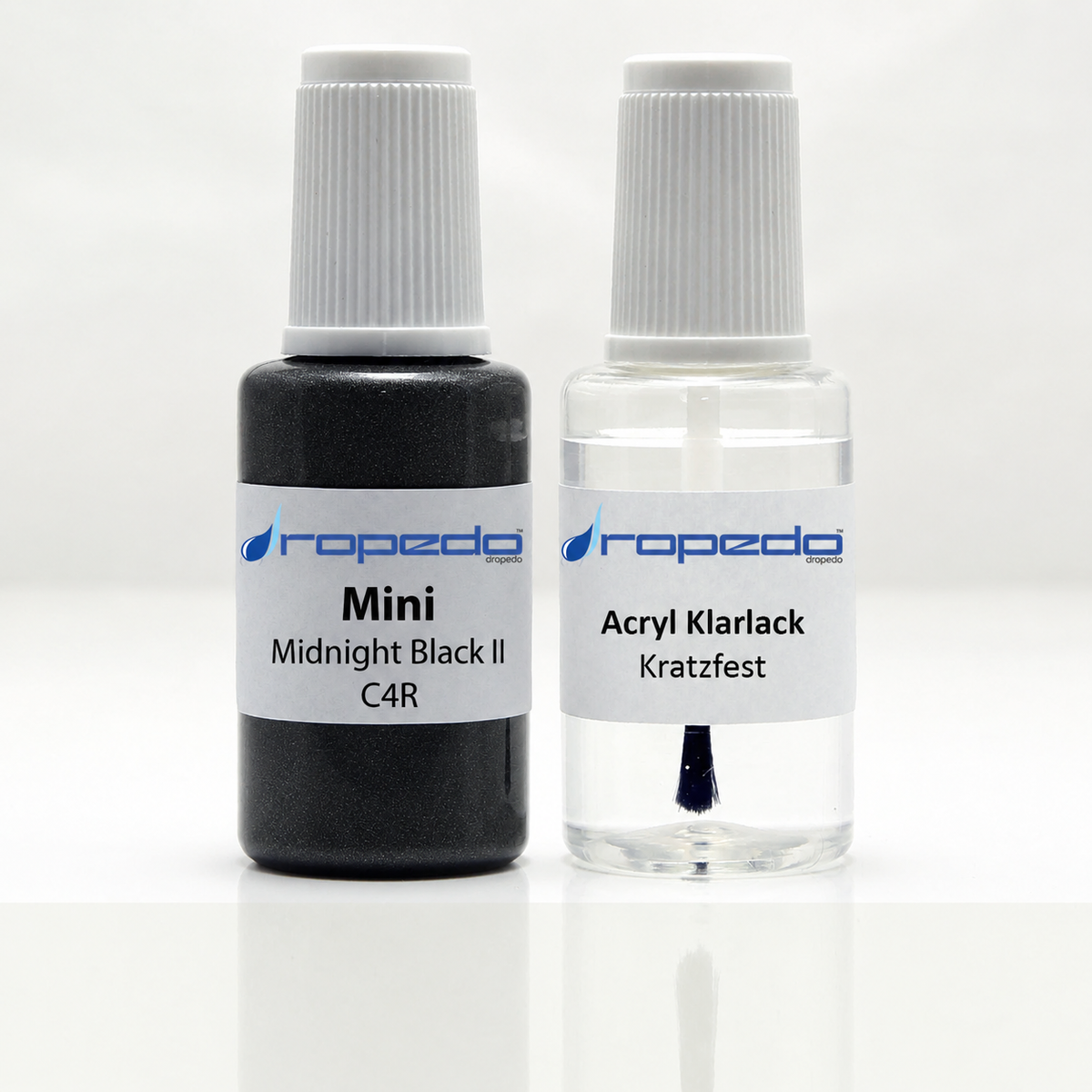 Mini C4R Midnight Black II Lackstift, 20 ml Basislack und 20 ml Klarlack