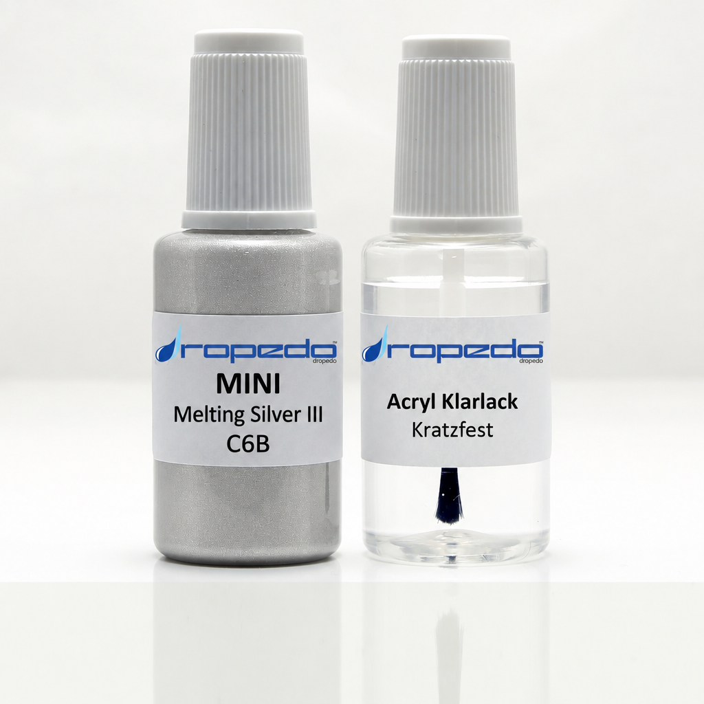 Lackstift-Set mit Klarlack für Mini C6B Melting Silver III Metallic
