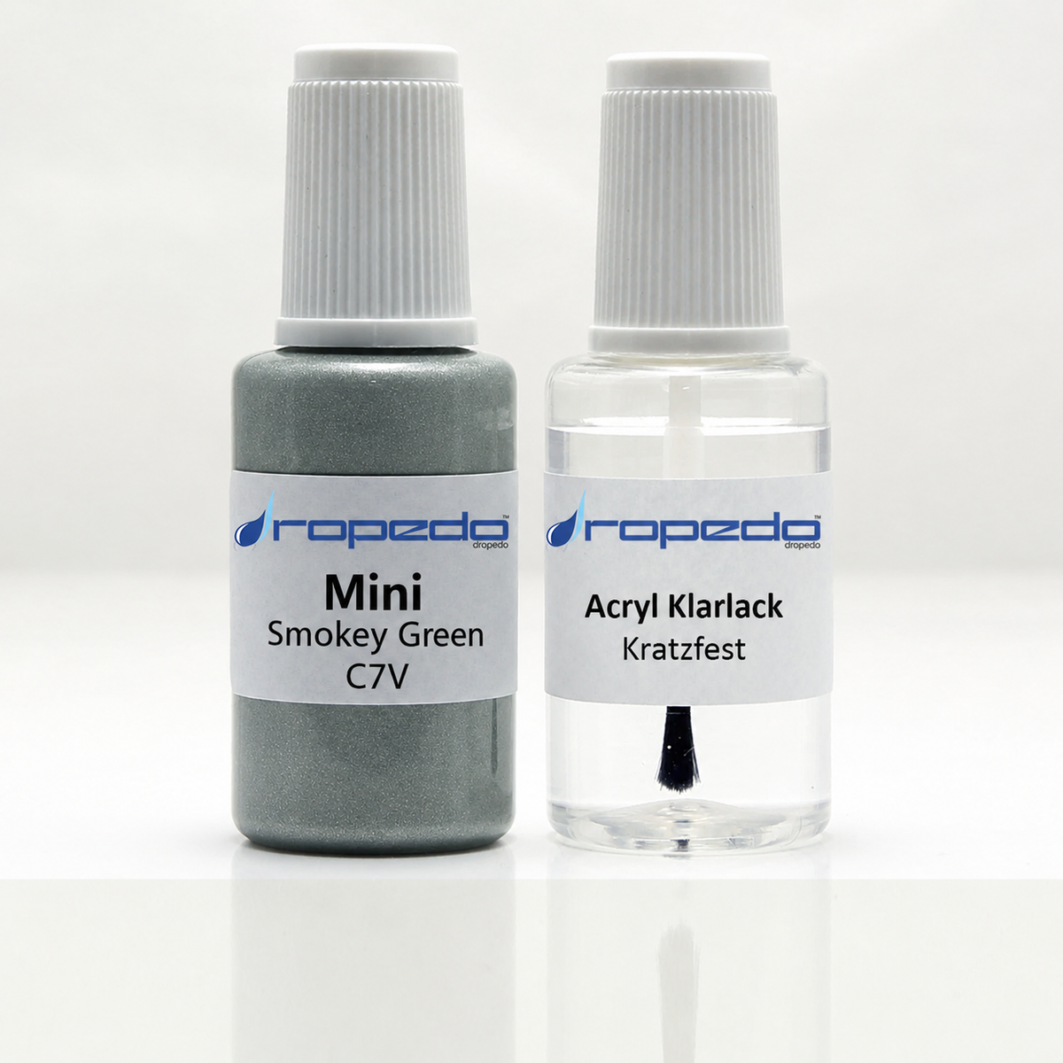 Mini C7V Smokey Green Lackstift, 20 ml Basislack und 20 ml Klarlack