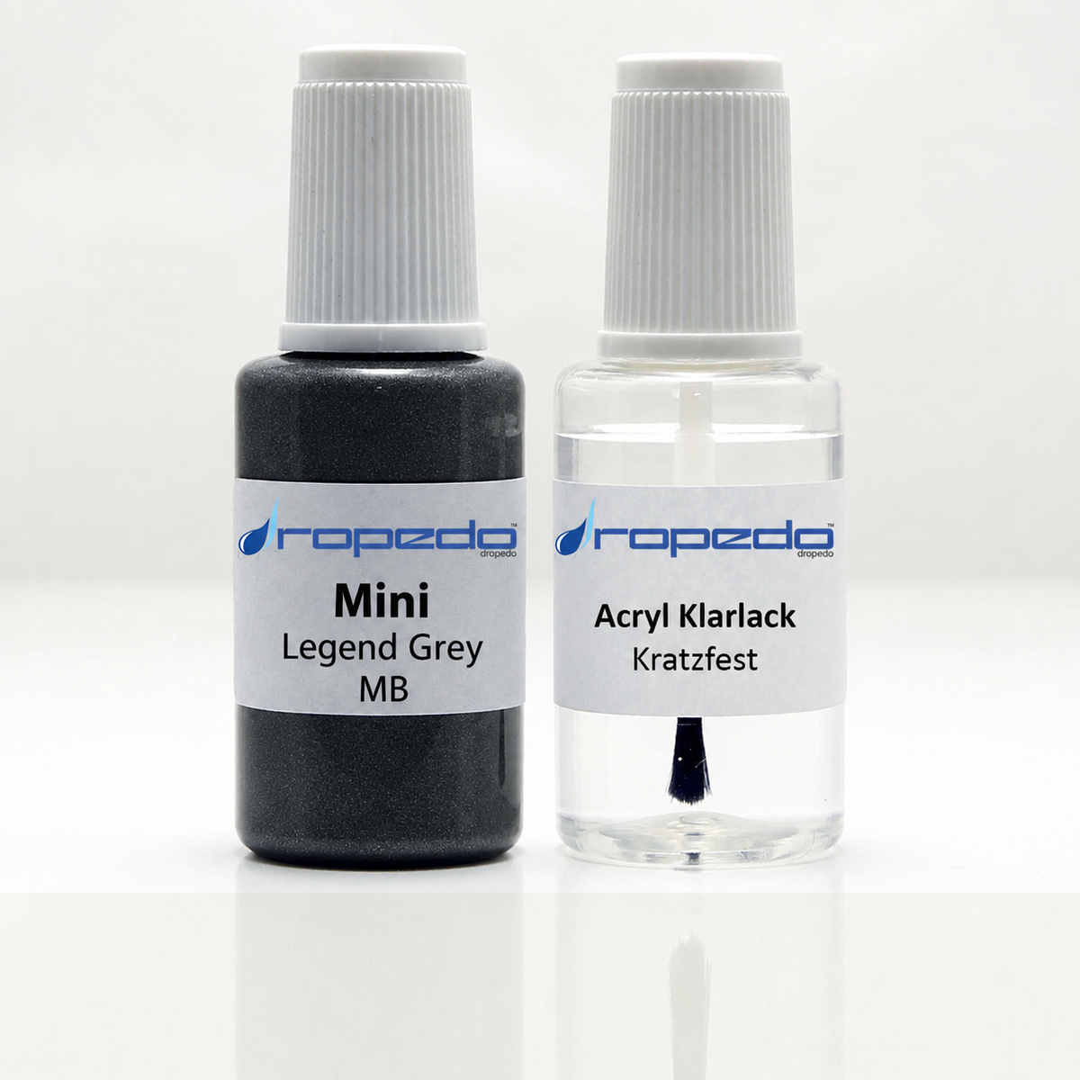 Mini MB Legend Grey Lackstift, 20 ml Basislack und 20 ml Klarlack