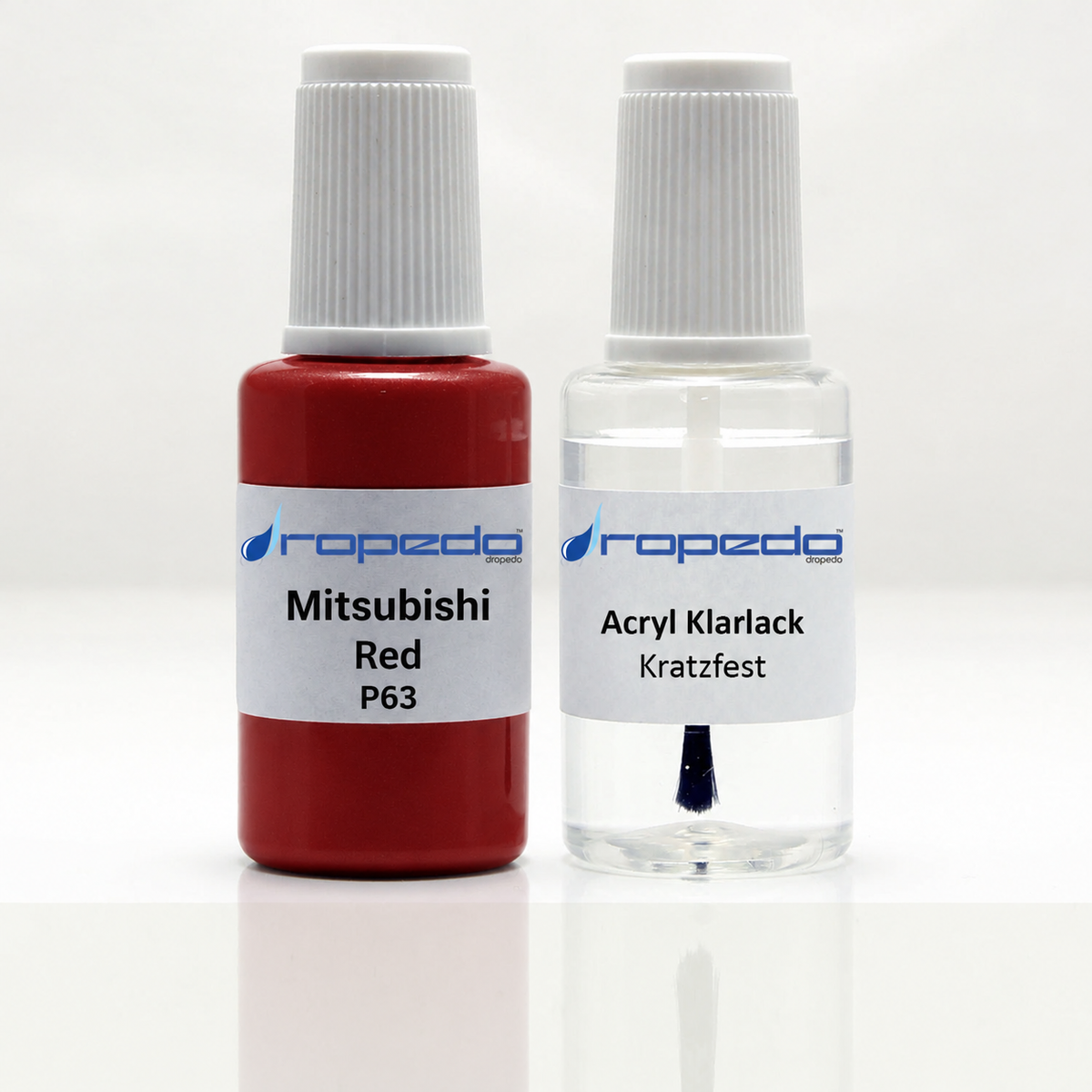 Mitsubishi P63 Red Lackstift, 20 ml Basislack und 20 ml Klarlack