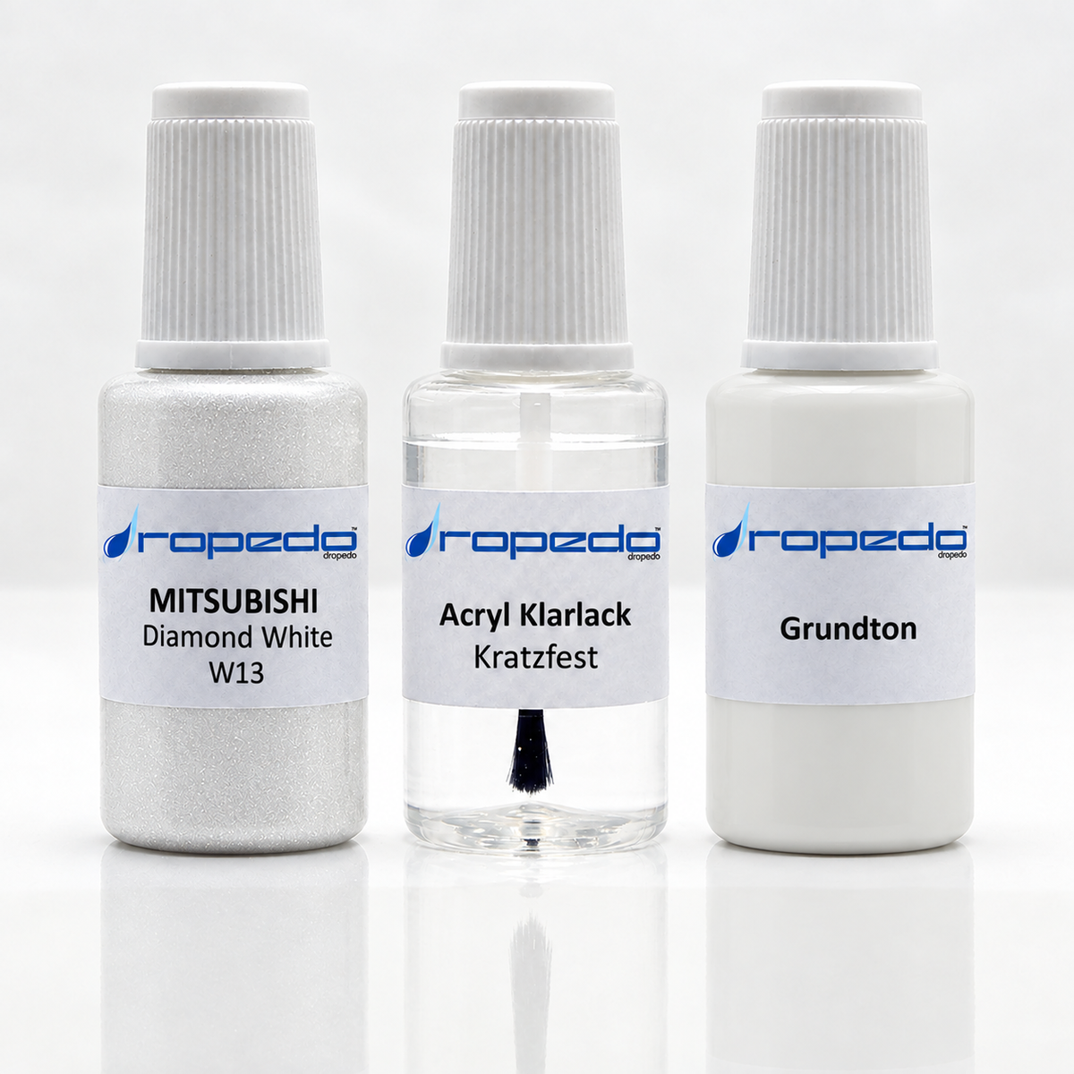 Mitsubishi W13 Diamond White Lackstift-Set mit Grundton: Basislack, Klarlack und Grundton je 20 ml