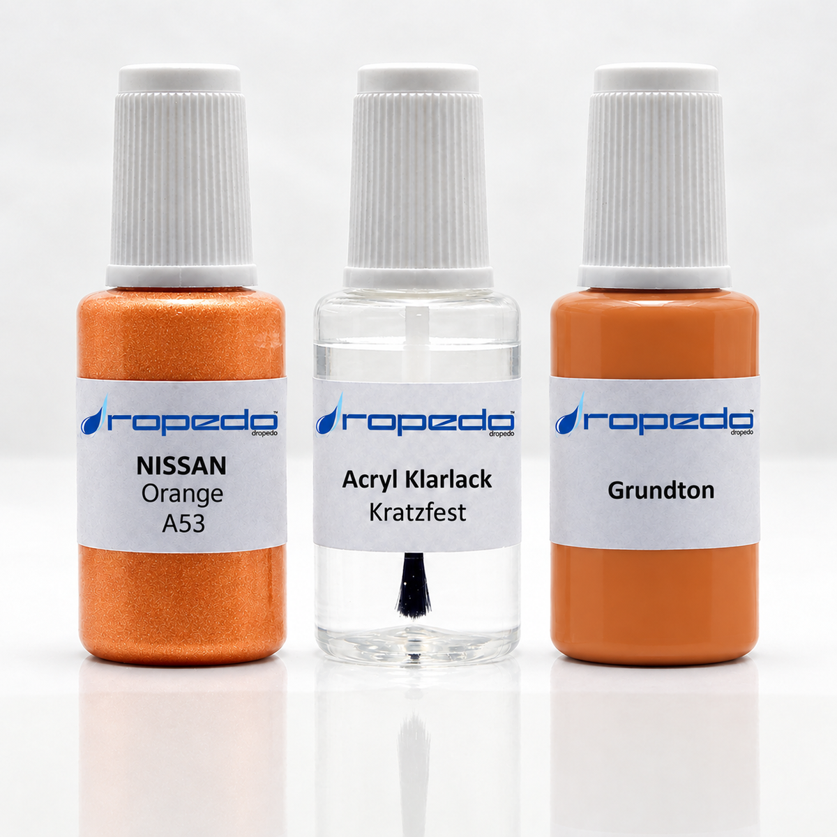 Nissan A53 Orange Lackstift-Set mit Grundton: Basislack, Klarlack und Grundton je 20 ml