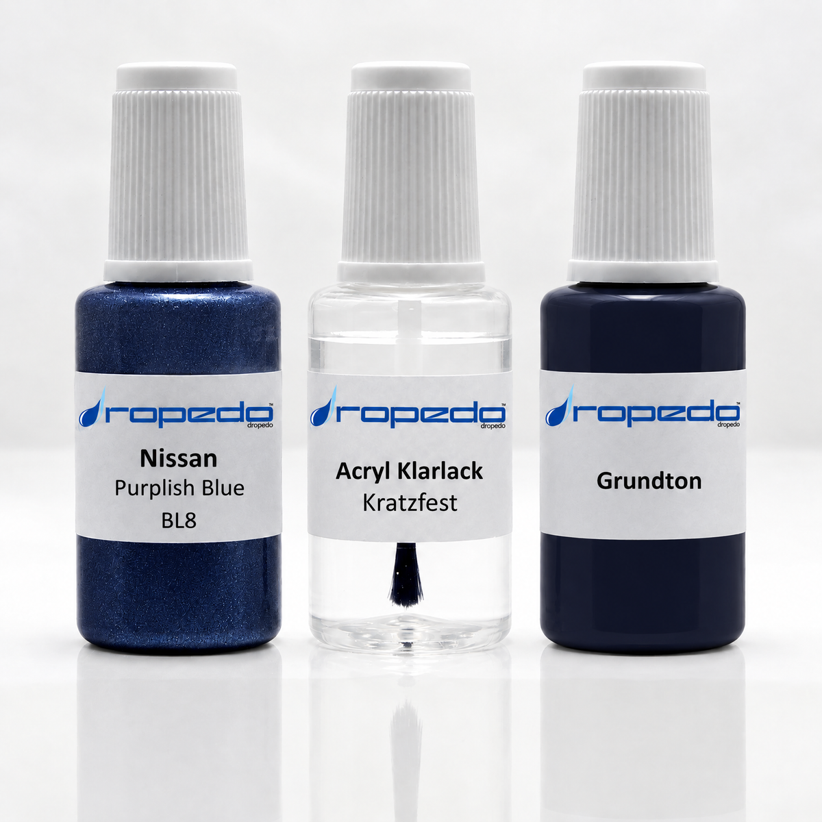 Lackstift-Set für Nissan BL8 Purplish Blue: Basislack, Klarlack und Grundton