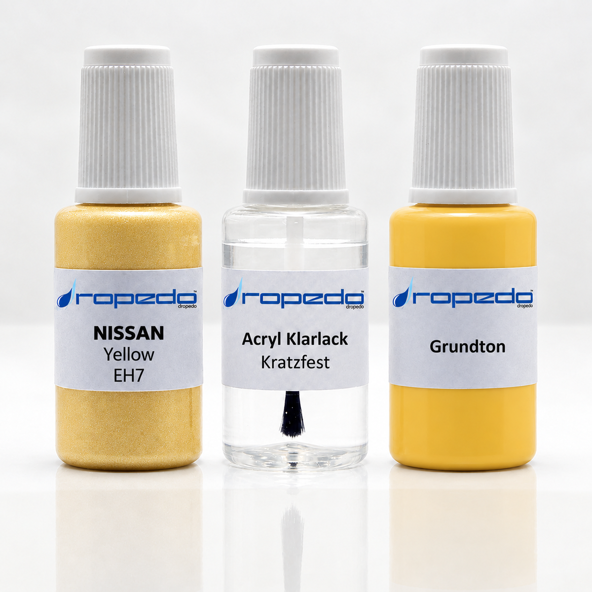 Nissan EH7 Yellow Lackstift-Set mit Grundton: Basislack, Klarlack und Grundton je 20 ml