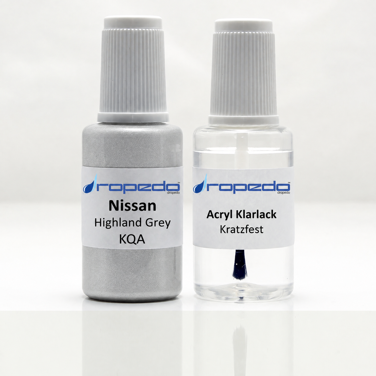 Nissan KQA Highland Grey Lackstift, 20 ml Basislack und 20 ml Klarlack