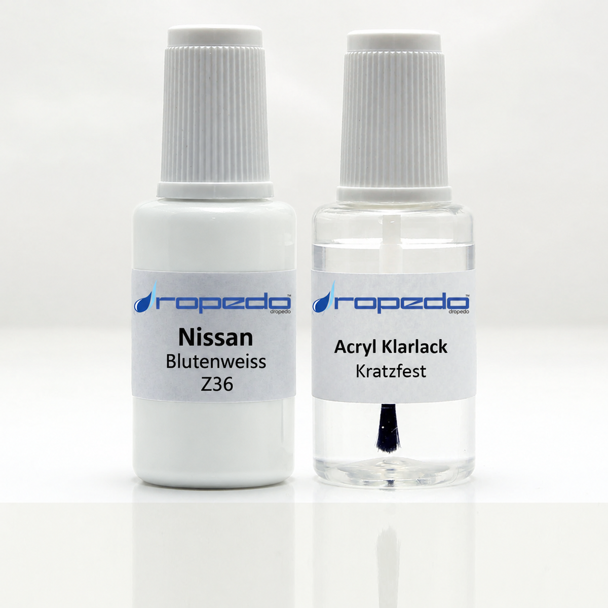 Nissan Z36 Blutenweiss Lackstift, 20 ml Basislack und 20 ml Klarlack
