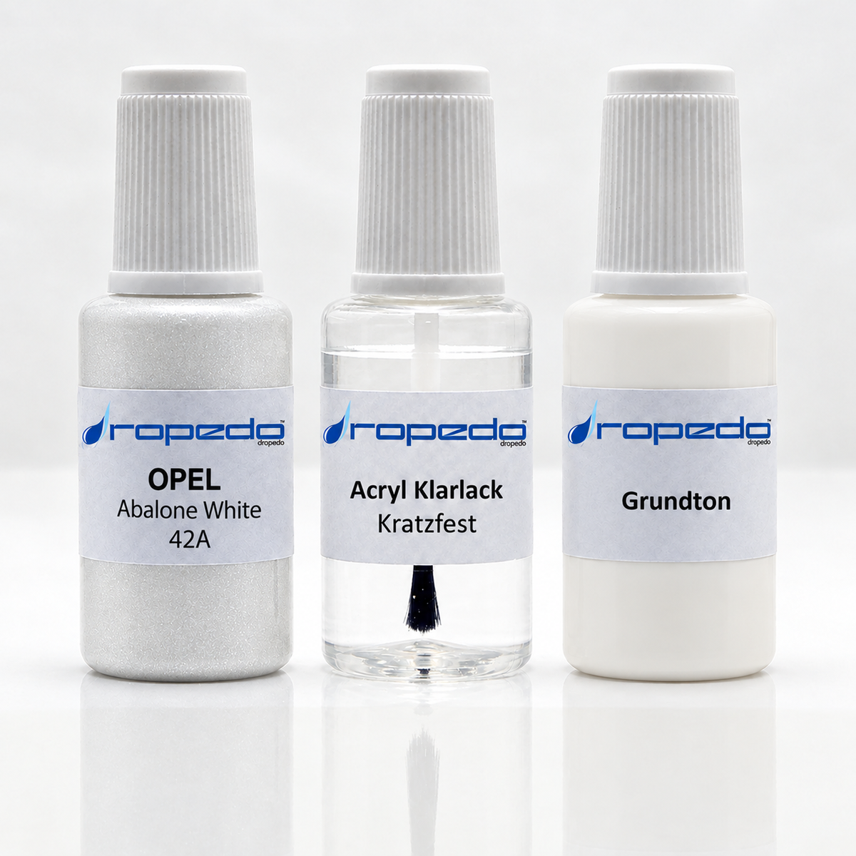 Opel 42A Abalone White Lackstift-Set mit Grundton: Basislack, Klarlack und Grundton je 20 ml