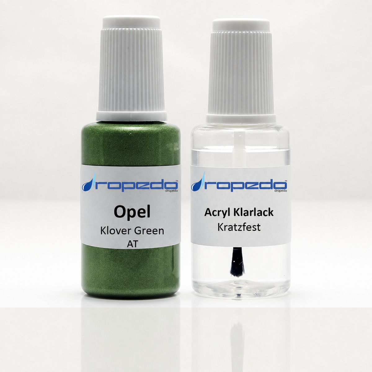 Opel AT Klover Green Lackstift, 20 ml Basislack und 20 ml Klarlack
