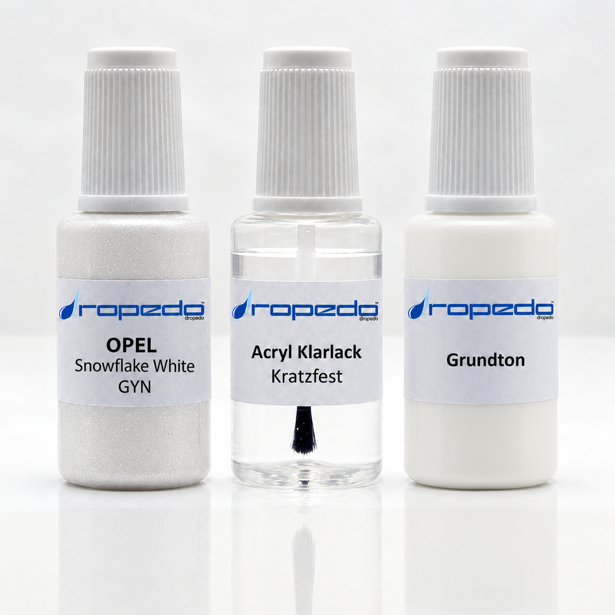 Opel GYN Snowflake White Lackstift-Set mit Grundton: Basislack, Klarlack und Grundton je 20 ml