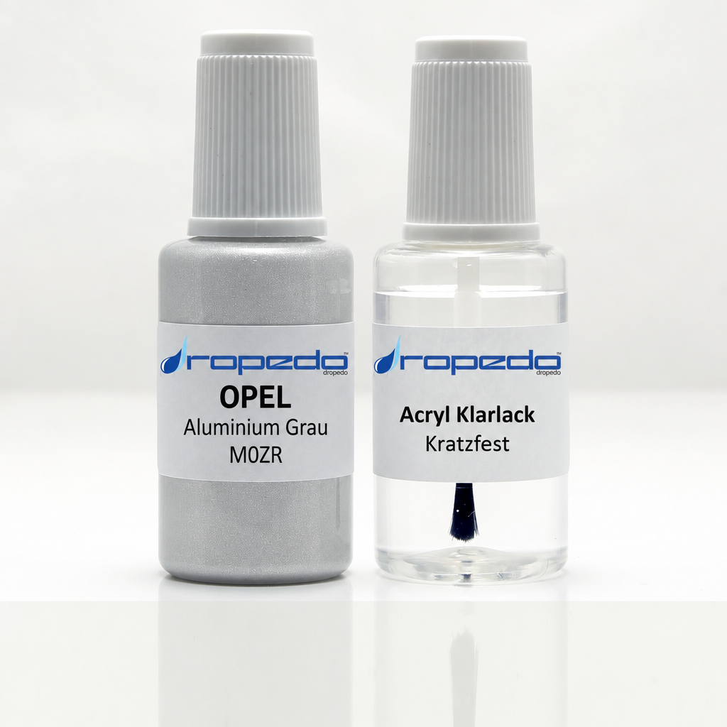 Lackstift-Set mit Klarlack für Opel M0ZR Aluminium Grau Metallic