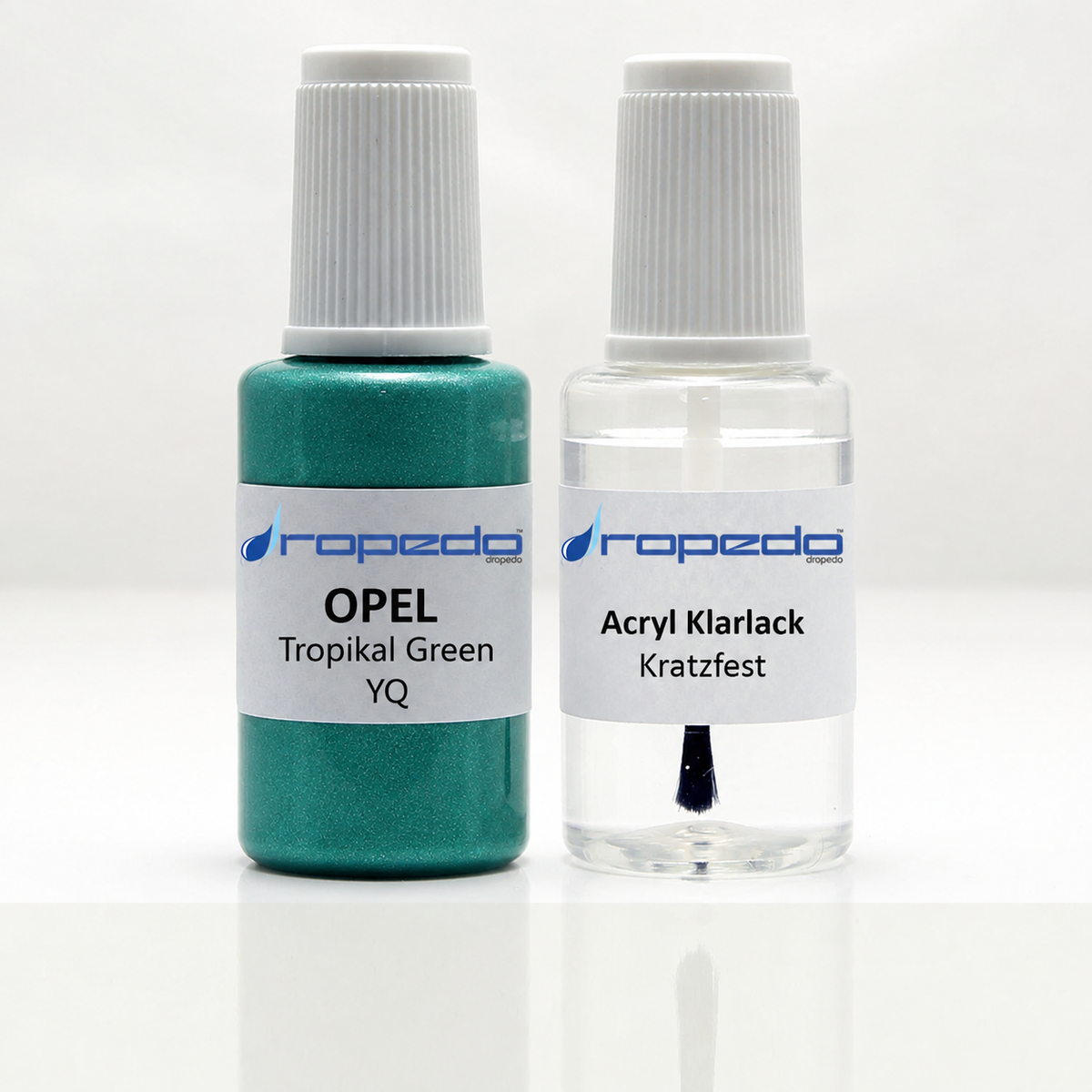Lackstift-Set mit Klarlack für Opel YQ Tropikal Green Metallic
